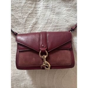 Rebecca Minkoff Hudson Moto Burgundy Red Leather Crossbody Excellent.